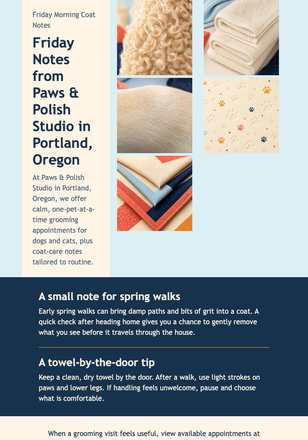 Friday Coat Notes email design preview