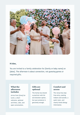 Your Baby Celebration Invitation email design preview
