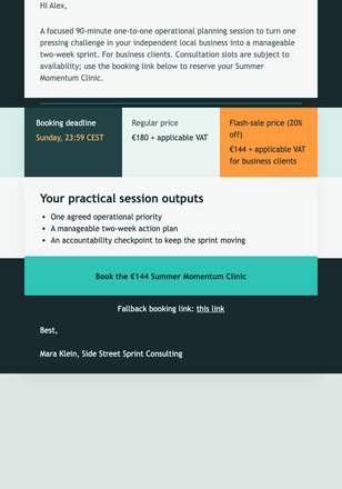 Summer Momentum Flash Sale email design preview