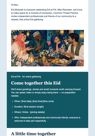 Eid Peer Exchange Invite email design preview