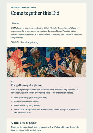 Eid Peer Exchange Invite email design preview