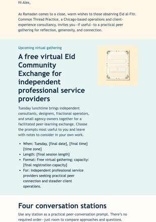 Eid Peer Exchange Invite email design preview