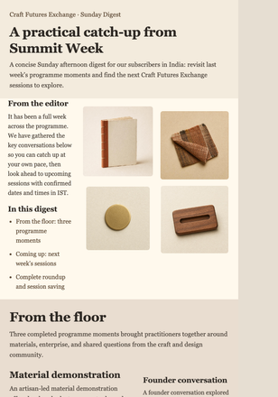 Sunday Craft Exchange Digest email design preview
