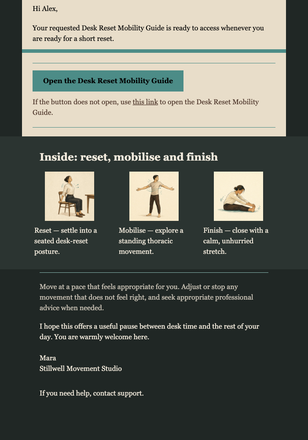 Desk Reset Guide Delivery email design preview