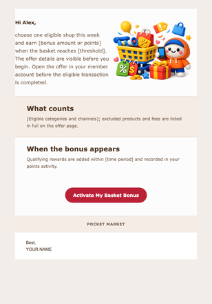 Market Basket Bonus Event email design preview
