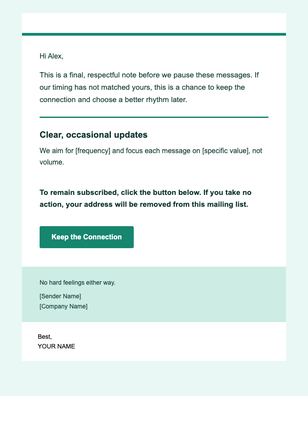 Frequency Reset — Final Note email design preview