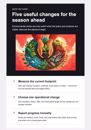 Five Ways to Grow with Lighter Impact — Earth Day email design preview