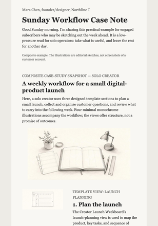 Sunday Workflow Case Note email design preview