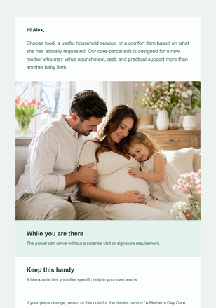 A Mother’s Day Care Parcel email design preview