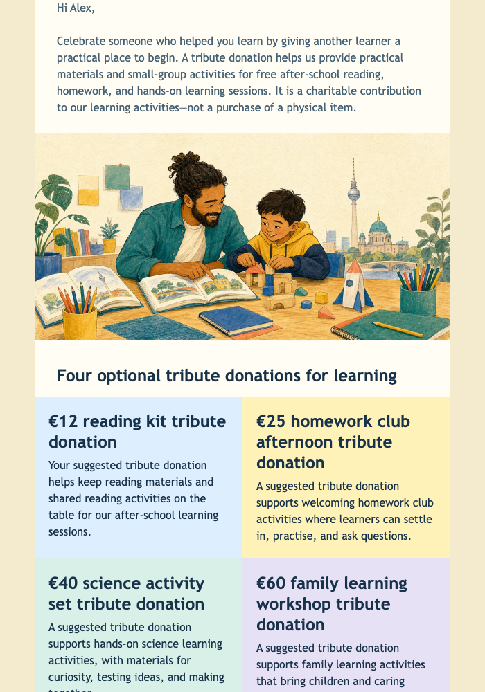 Father’s Day Learning Gifts email design preview