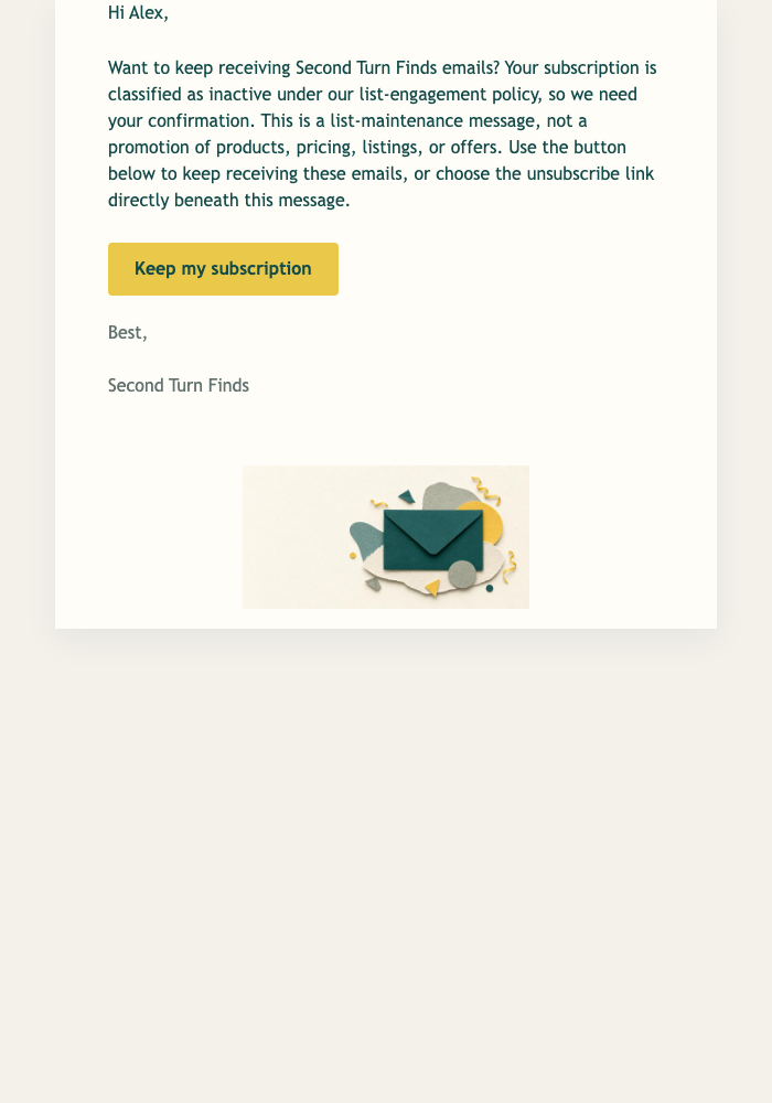 Keep My Finds Coming email design preview