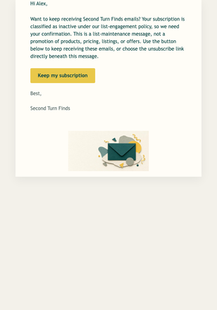 Keep My Finds Coming email design preview