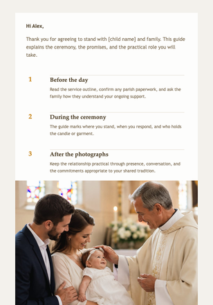 A Note for Godparents email design preview