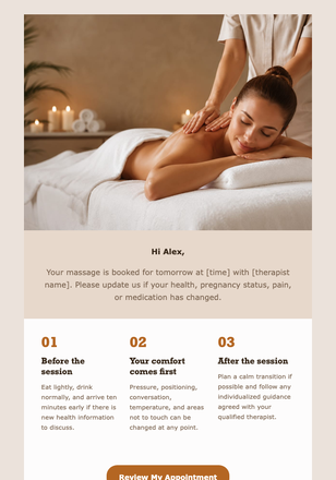 Your Massage Appointment Reminder email design preview