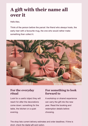 Thoughtful Gifts for Christmas — Gift Guide email design preview