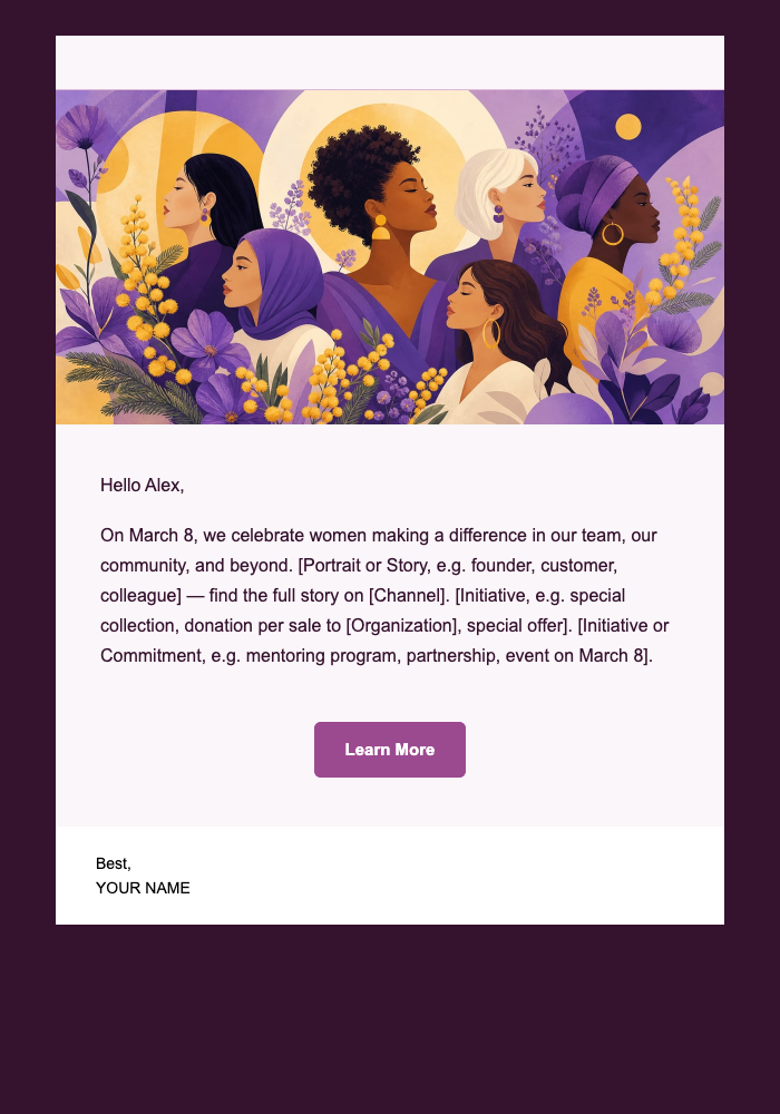 International Women's Day email design preview