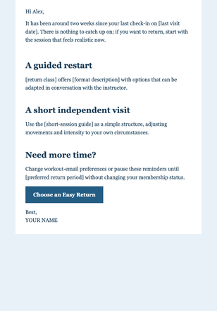 Fitness Training Comeback email design preview
