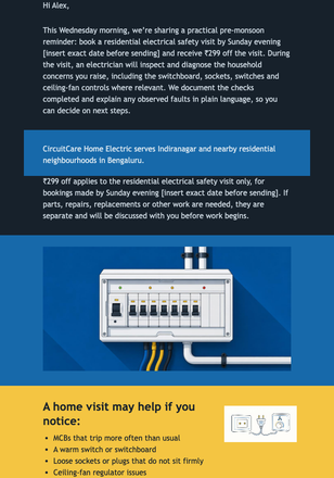 Home Electrical Visit Offer email design preview