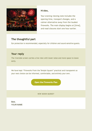 Fireworks From the Temple Square email design preview
