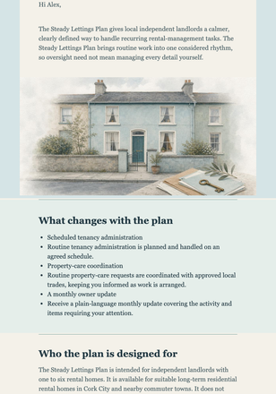 Steady Lettings Plan Launch email design preview