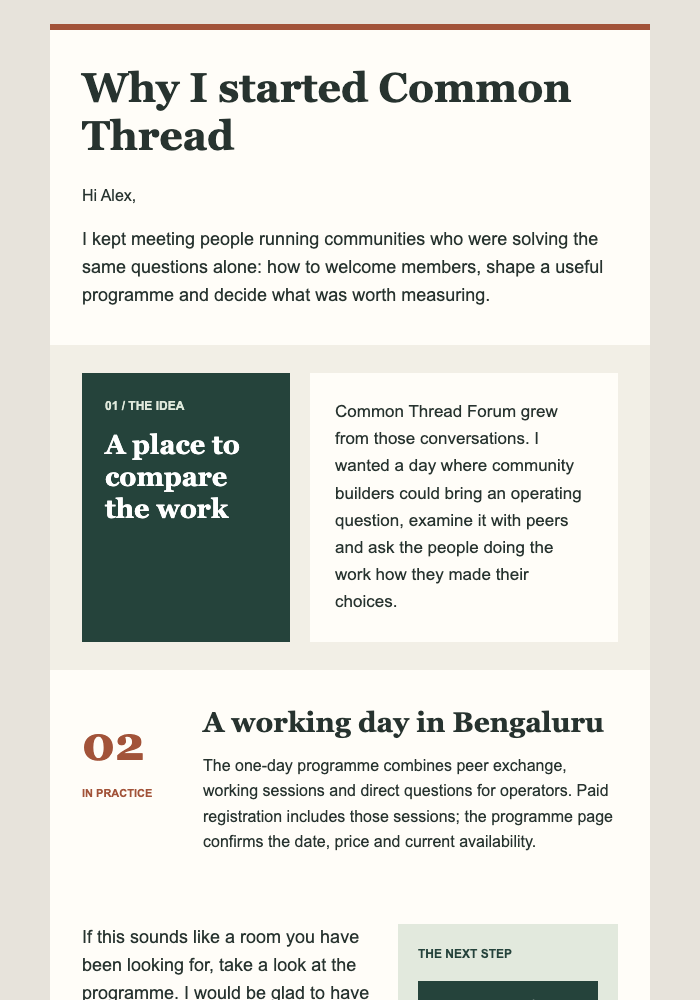 Founder Note: Why Common Thread Exists email design preview