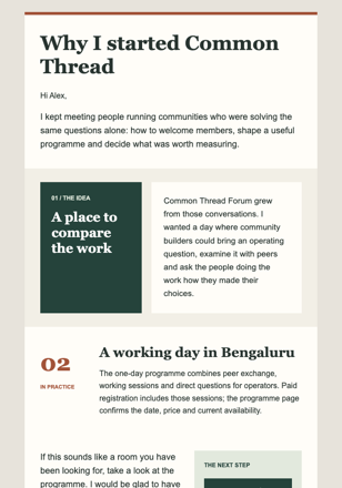 Founder Note: Why Common Thread Exists email design preview