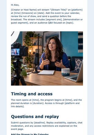 Livestream Event Calendar Invitation email design preview