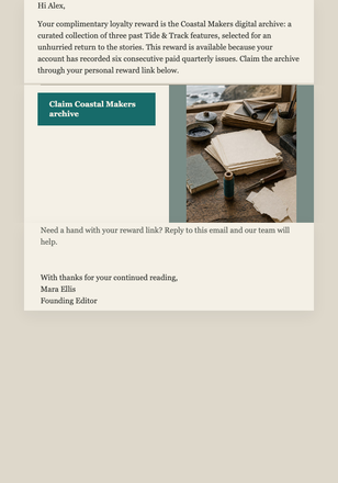 Coastal Archive Reward email design preview