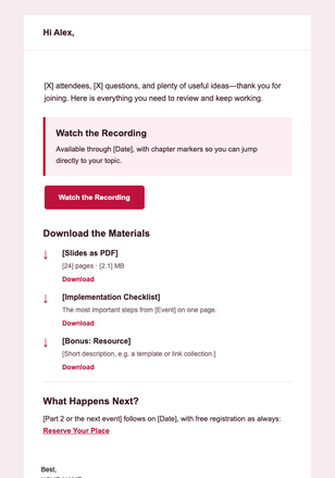 Event Follow-Up email design preview