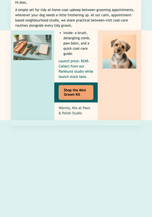 Coat & Calm Kit Launch email design preview