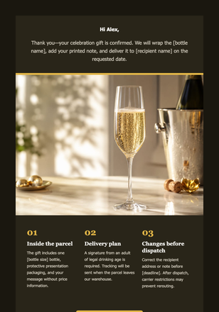 Your Celebration Bottle Is Ready email design preview