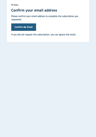 Pending Signup Confirmation email design preview