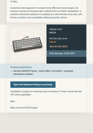 Monday Desk Deal email design preview
