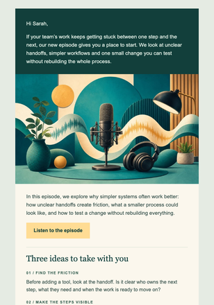 A New Episode About Simpler Systems — Podcasters email design preview