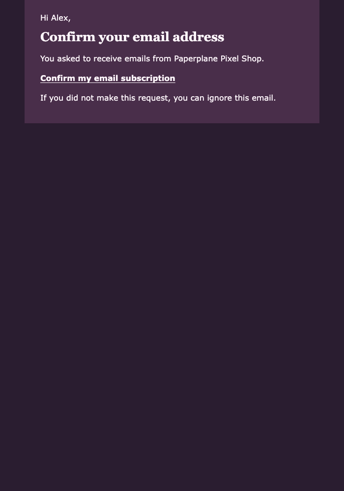 Bright Subscription Confirmation email design preview