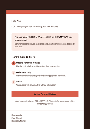 Payment Failed email design preview