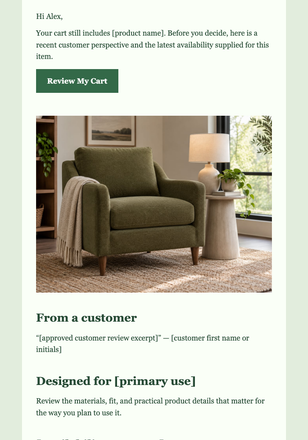 Cart Social Proof and Scarcity email design preview