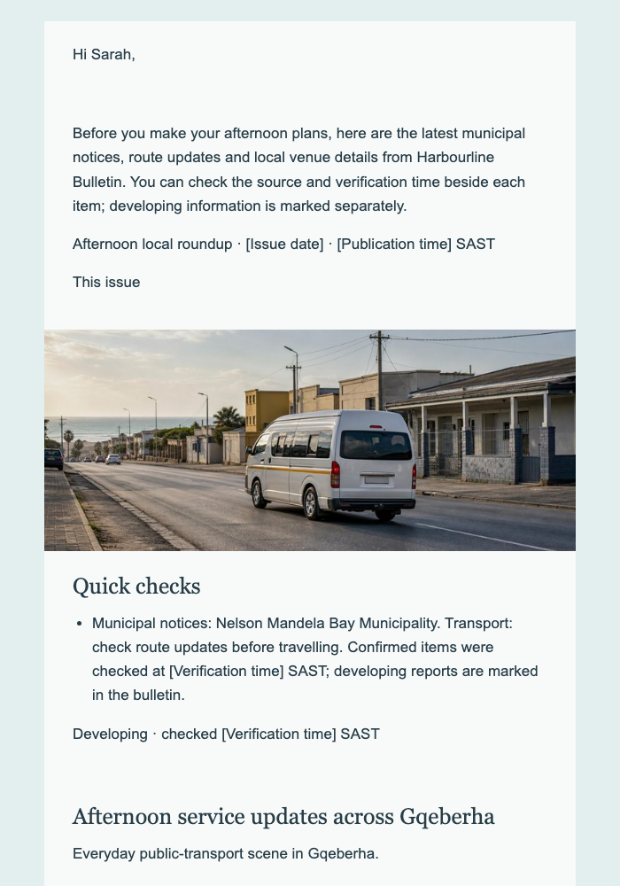 Afternoon Local Bulletin Digest email design preview