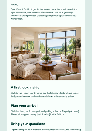 Open House Viewing Invitation email design preview