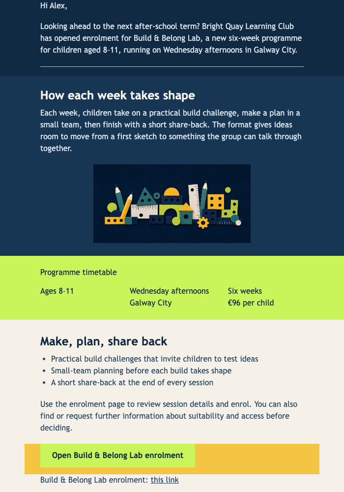 Build & Belong Launch email design preview