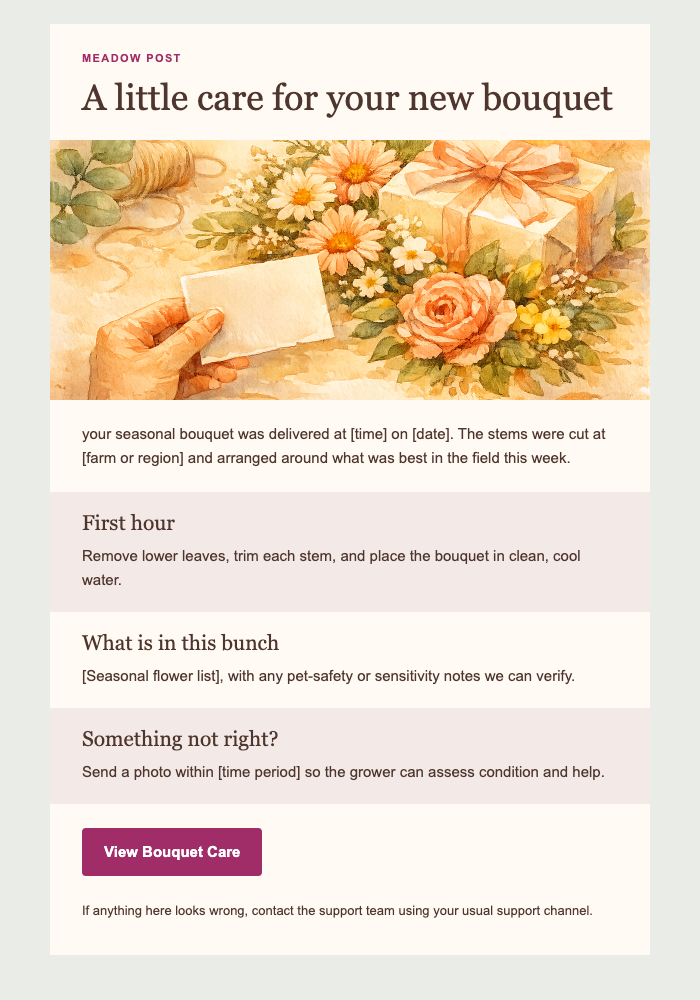 Harvest Flower Delivery Thank-You email design preview