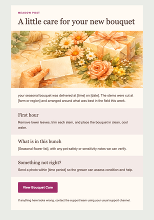 Harvest Flower Delivery Thank-You email design preview