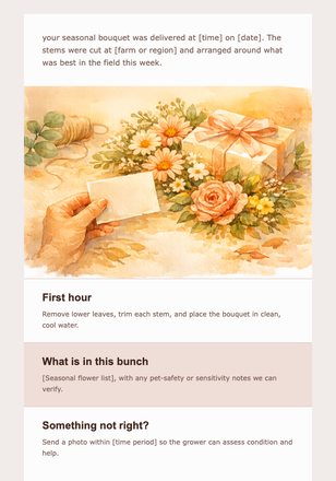 Harvest Flower Delivery Thank-You email design preview