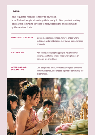Thailand Temple Etiquette Guide email design preview