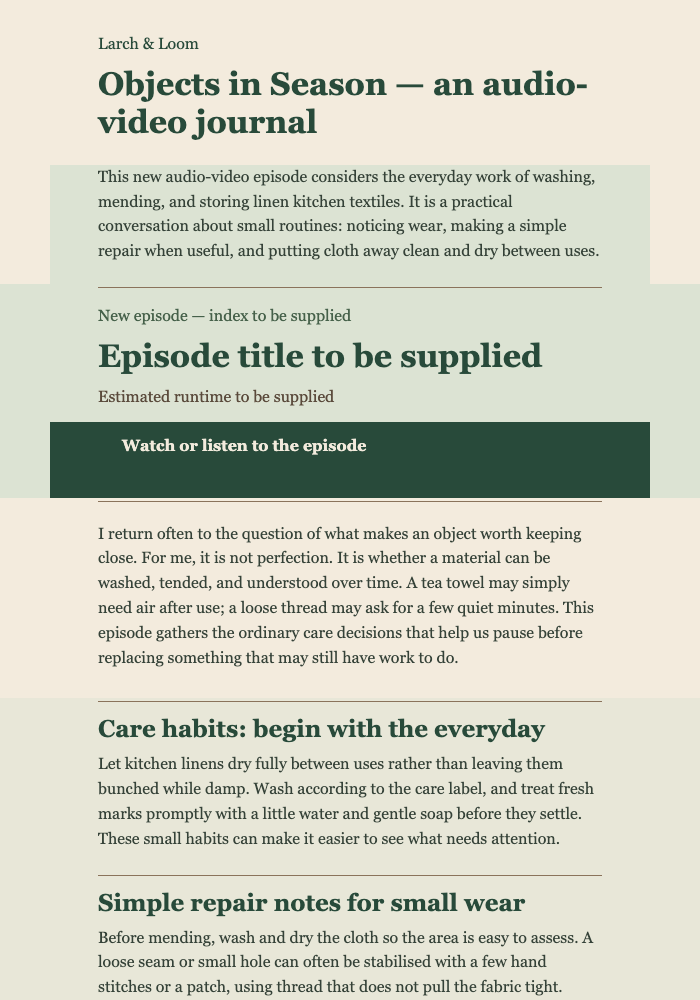 Objects in Season Episode email design preview