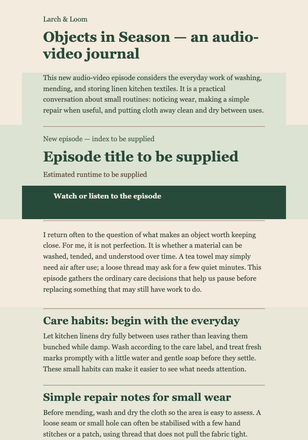 Objects in Season Episode email design preview
