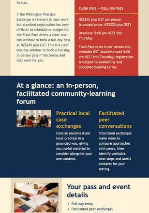 Thursday Flash Fare: Forum Pass email design preview