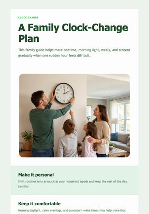 A Family Clock-Change Plan email design preview