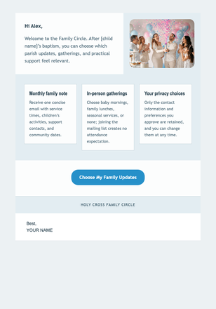 Welcome to the Parish Family Circle email design preview