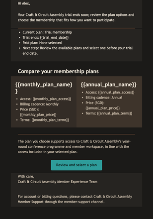 Trial Plan Review email design preview